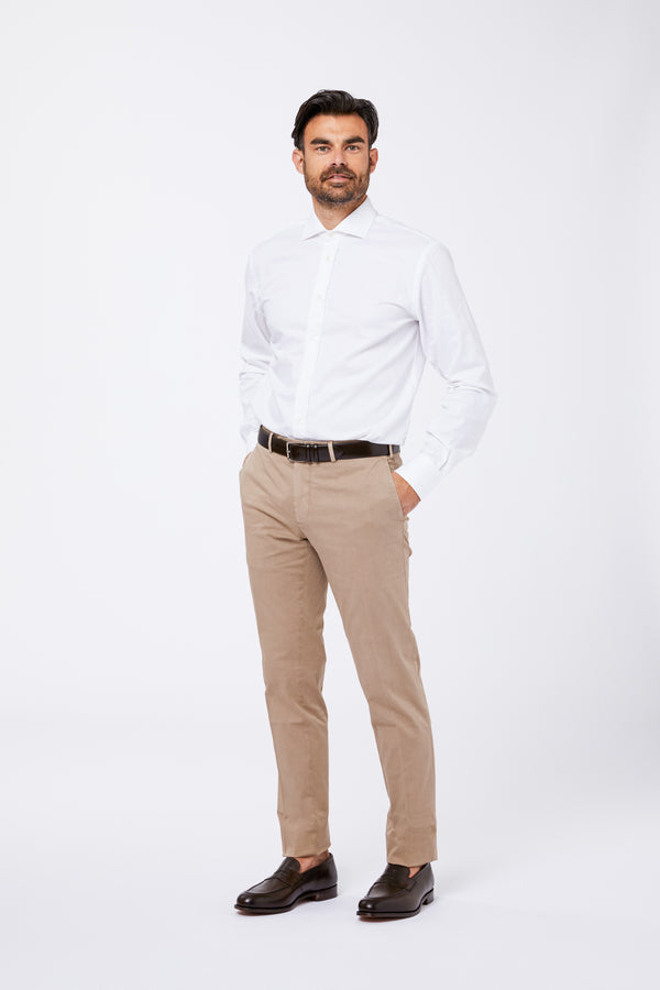 Chemise en coton blanc à col français